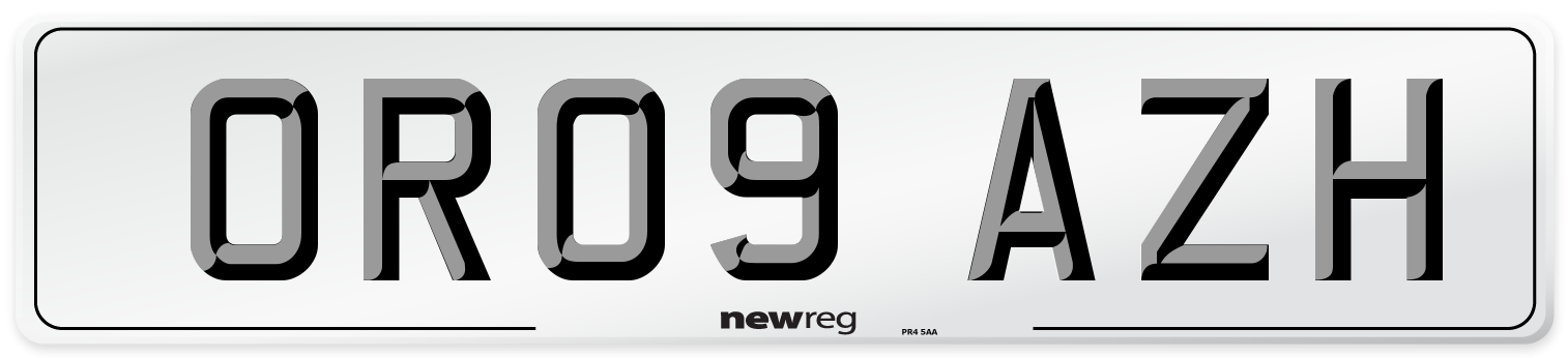OR09 AZH Number Plate from New Reg